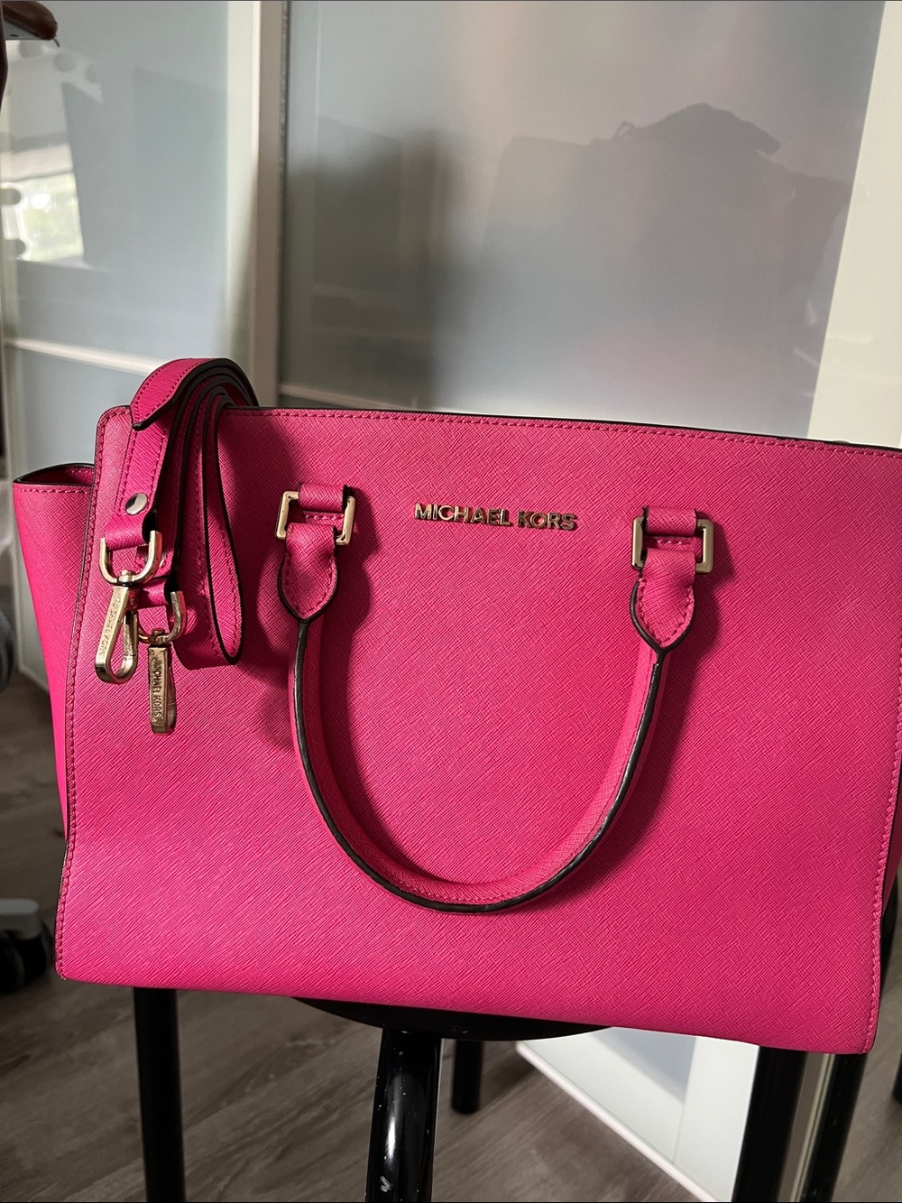 Michael Kors Saffiano Leather Tote in Hot Pink